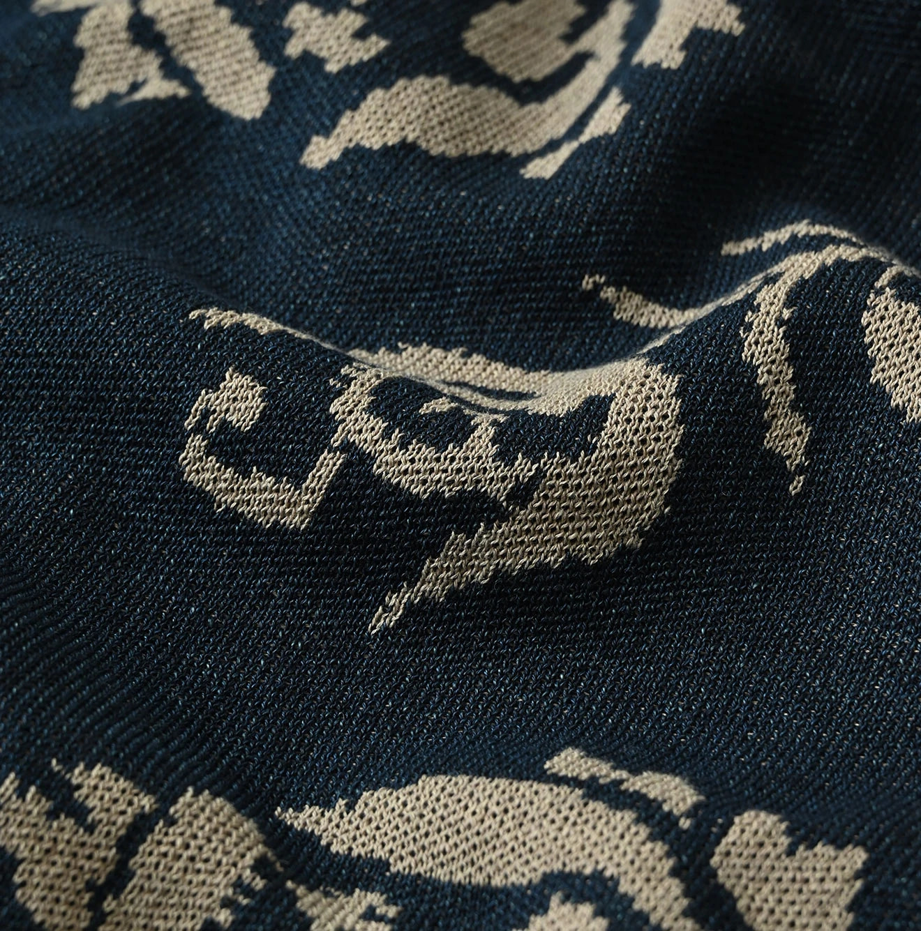 Indigo Base LeiLei Aloha Jacquard Cardigan Detail