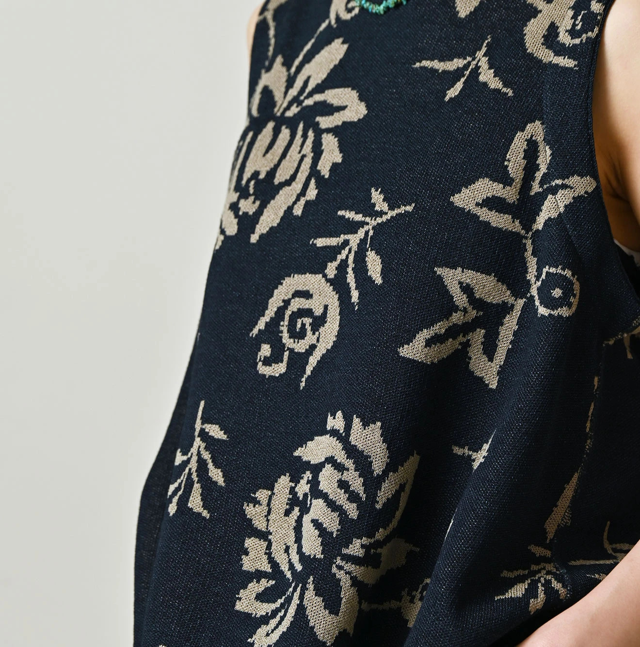 Indigo Base LeiLei Aloha Jacquard Camisole Detail