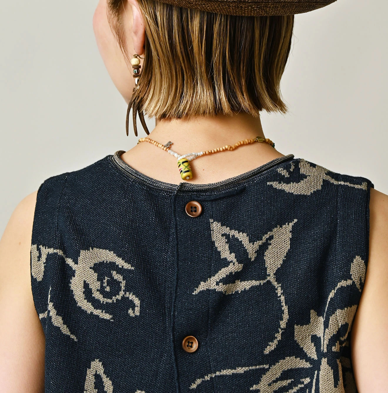 Indigo Base LeiLei Aloha Jacquard Camisole Detail
