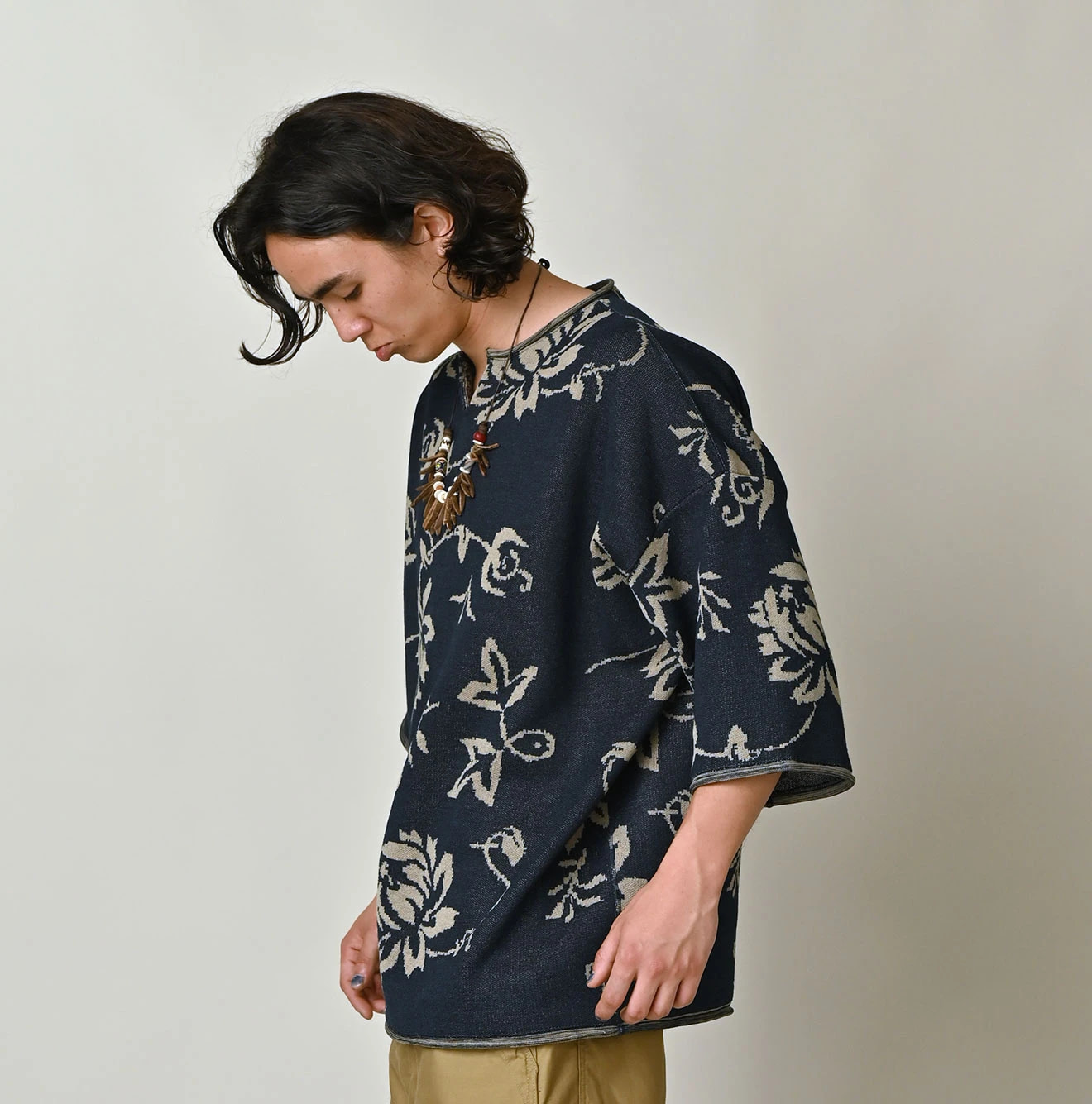 Indigo LeiLei Aloha Jacquard T-shirt Male Model
