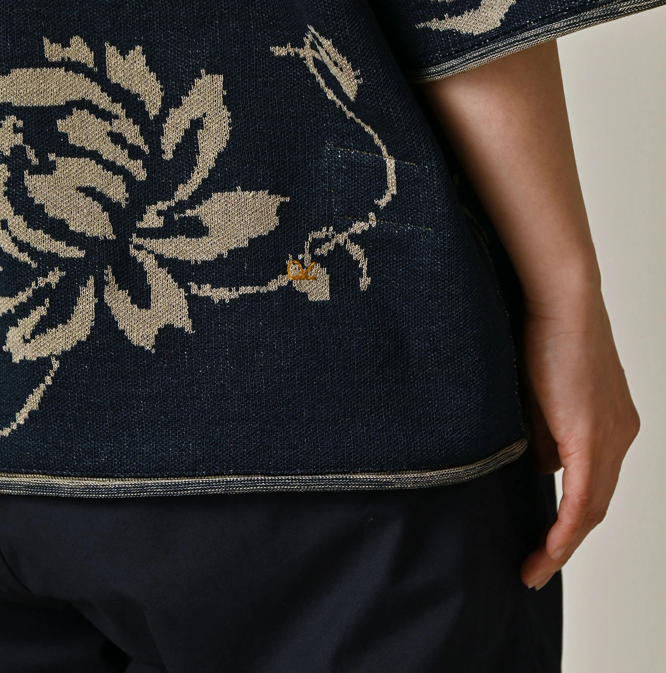 Indigo LeiLei Aloha Jacquard T-shirt Detail