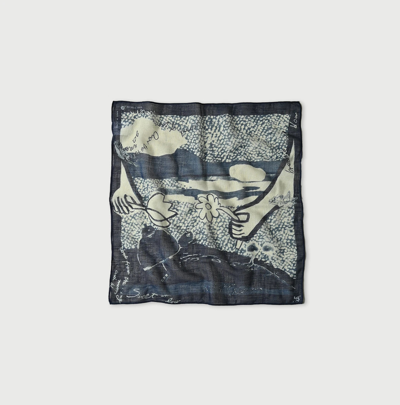 Indigo Gauze Picture Book Bandana Indigo 3