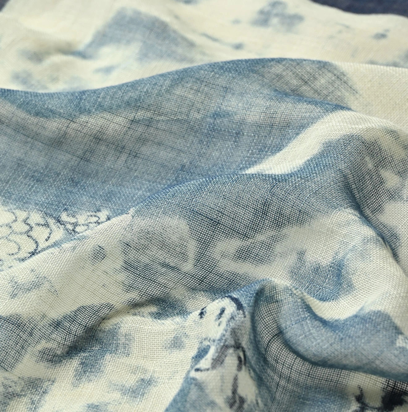 Indigo Gauze Picture Book Bandana Detail