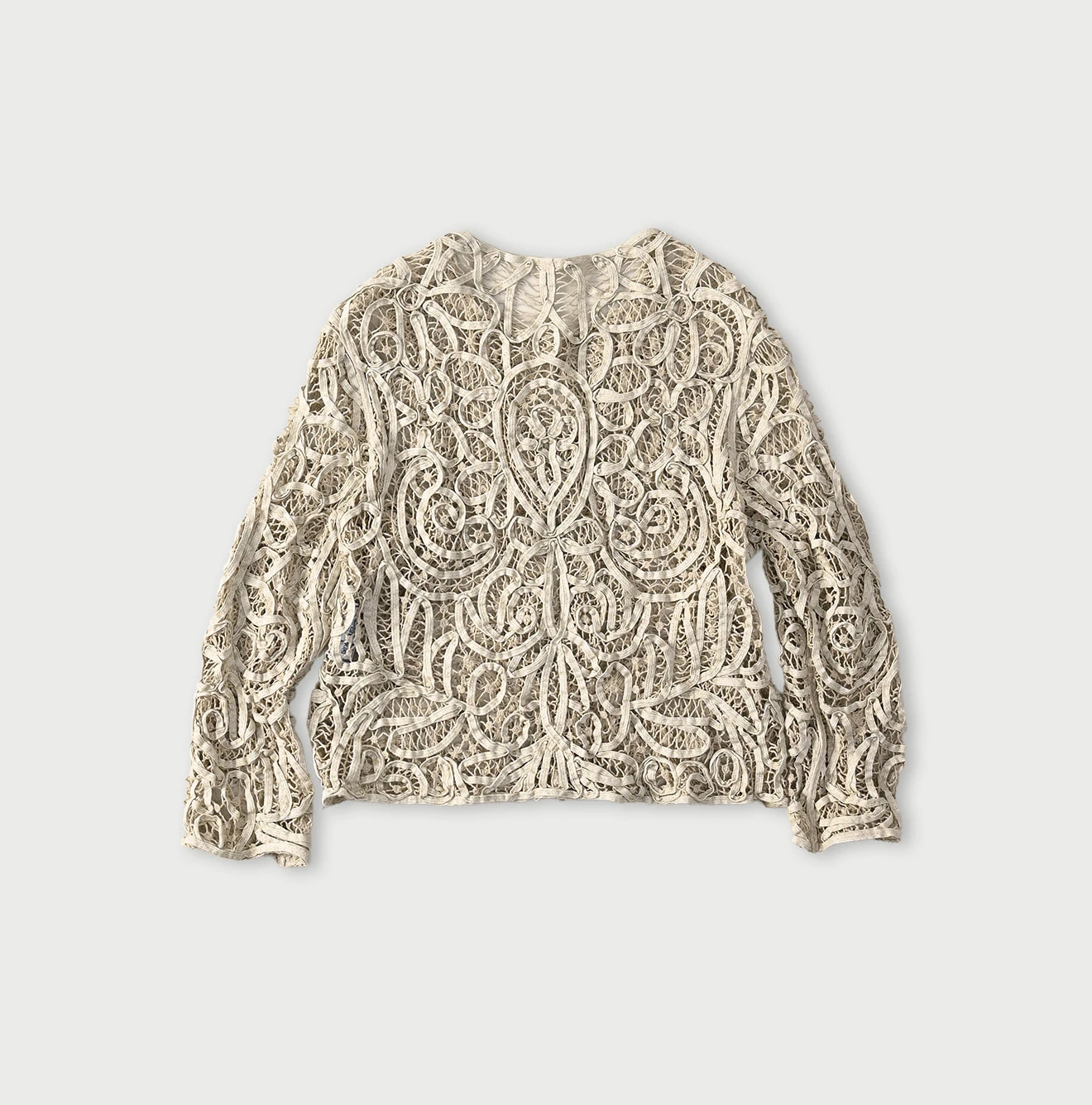 Linen Ribbon Battenberg Embroidery Bolero Back