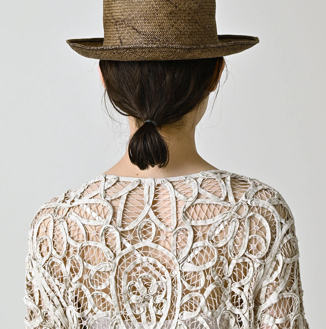 Linen Ribbon Battenberg Embroidery Bolero Detail