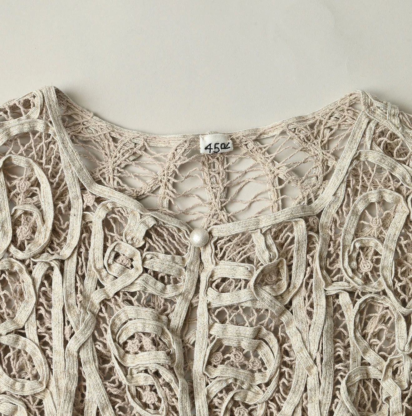 Linen Ribbon Battenberg Embroidery Bolero Detail