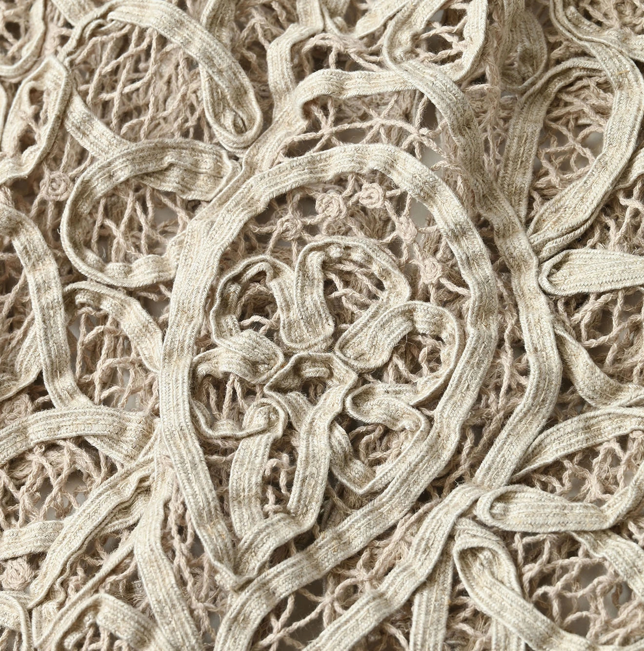 Linen Ribbon Battenberg Embroidery Bolero Detail