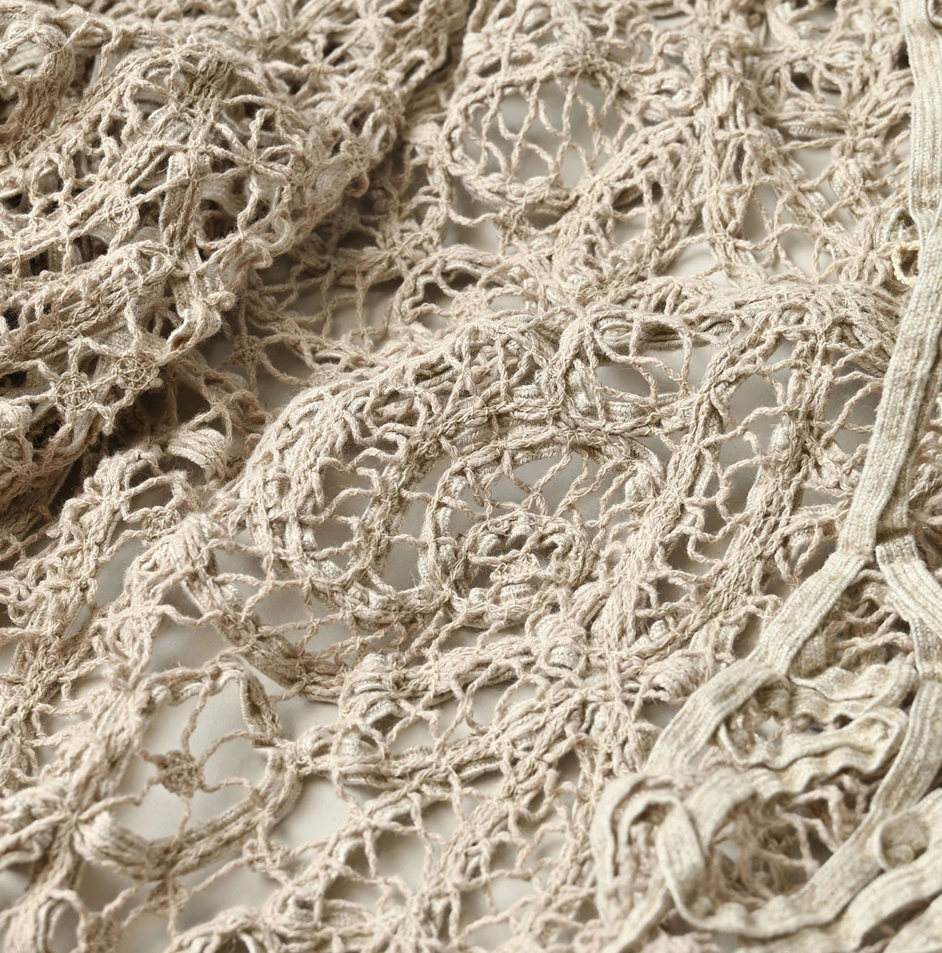 Linen Ribbon Battenberg Embroidery Bolero Detail