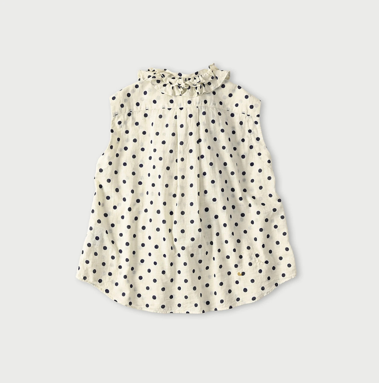 Gauze Polka Dots Print Frill Sleeveless Shirt Back