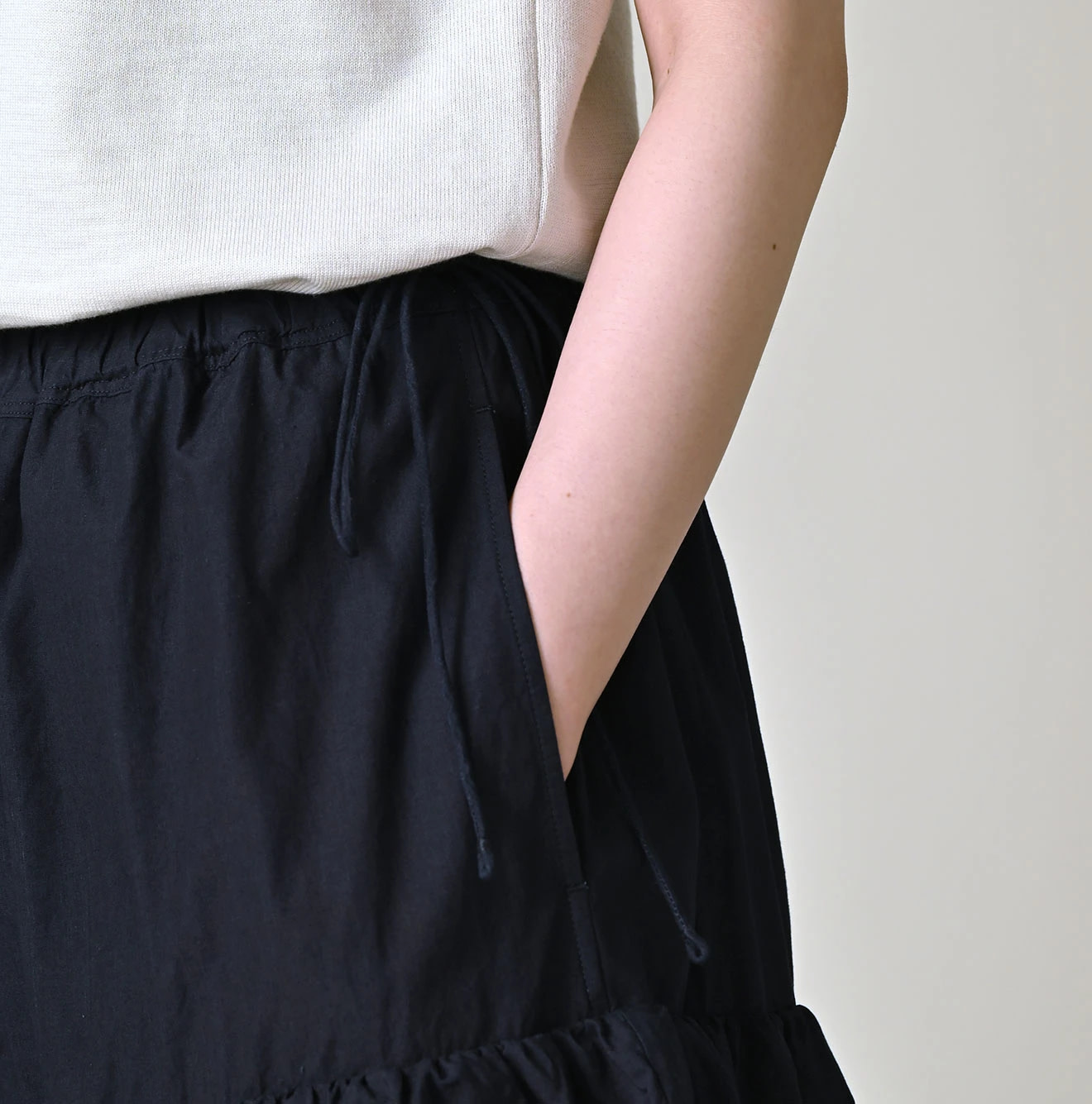 Indigo Batiste Tiered Skirt Detail