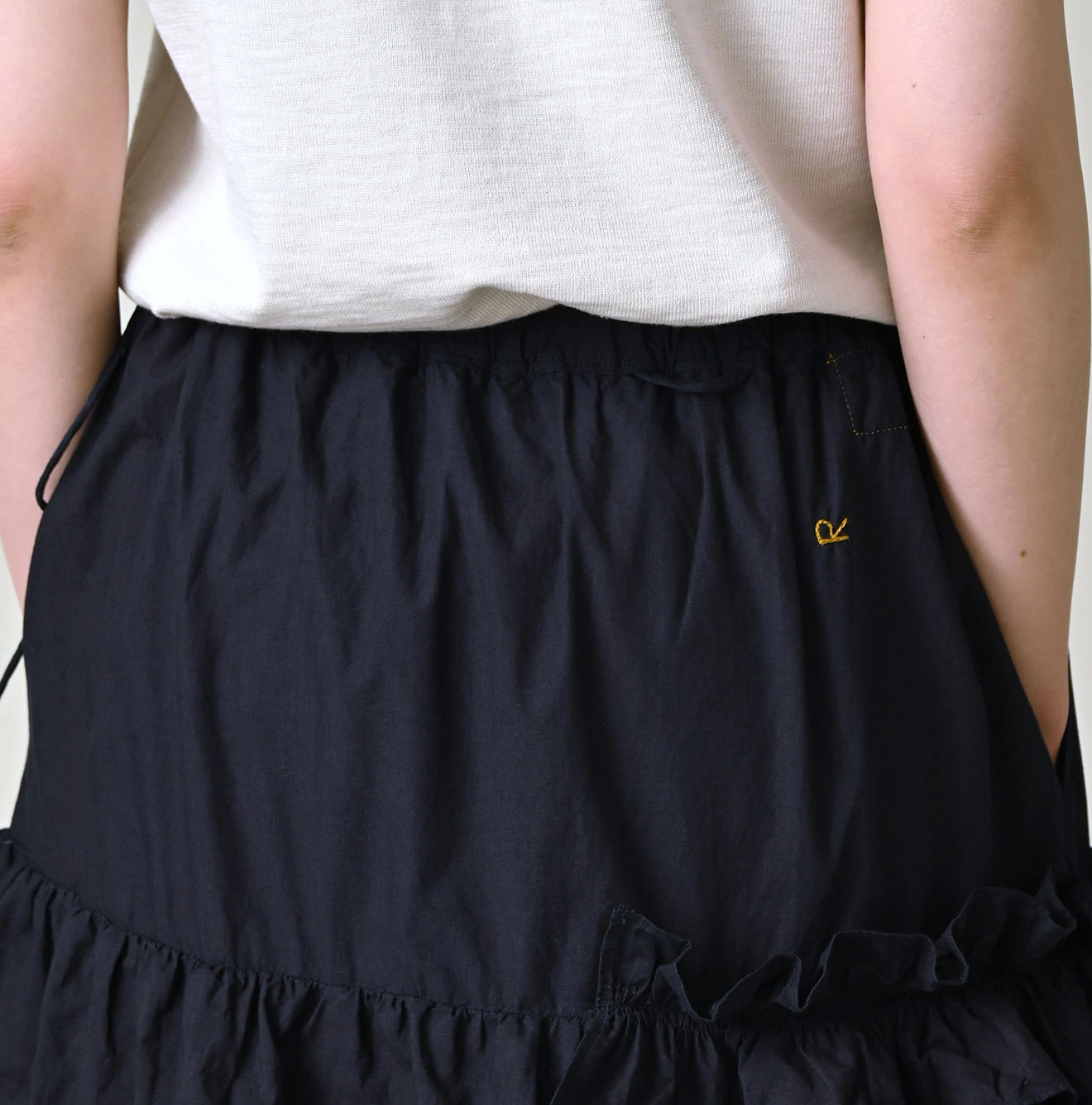 Indigo Batiste Tiered Skirt Detail