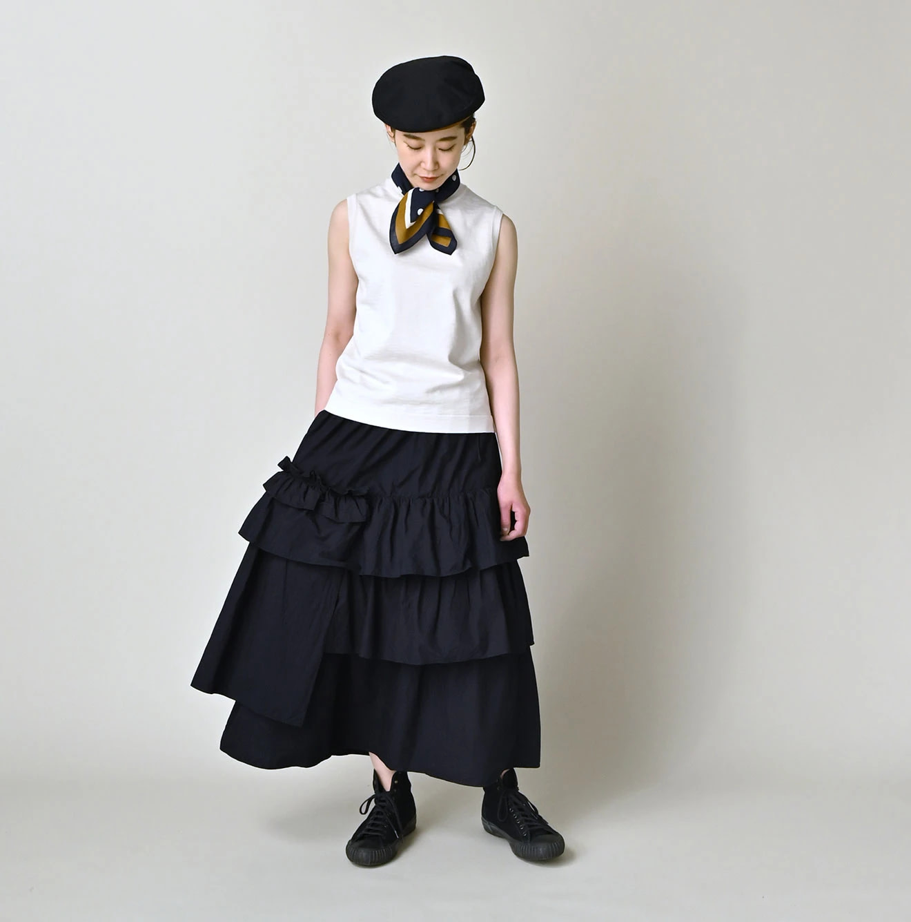 Indigo Batiste Tiered Skirt Female Model