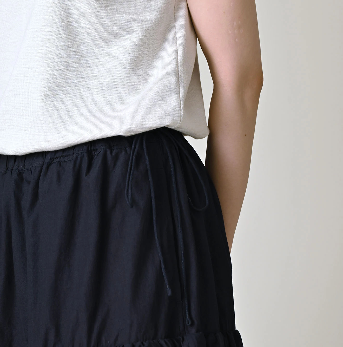 Indigo Batiste Tiered Skirt Detail