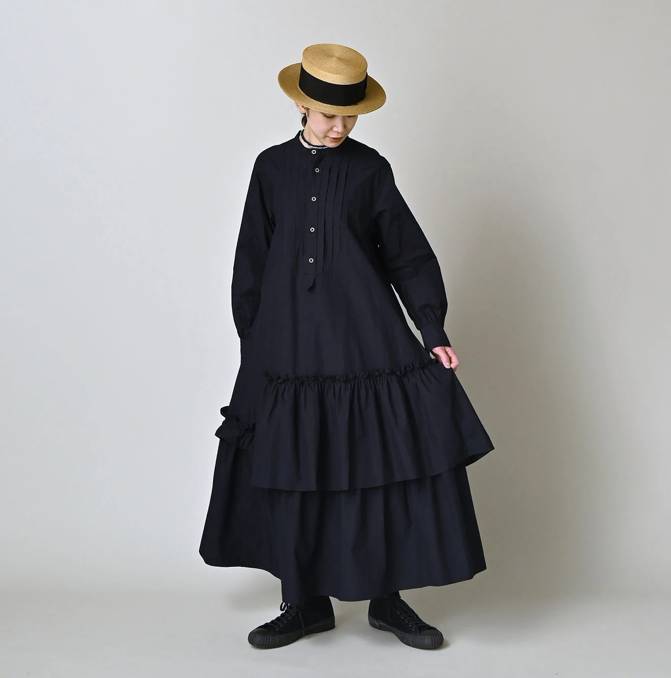 Indigo Batiste Tiered Shirt Dress Female Model