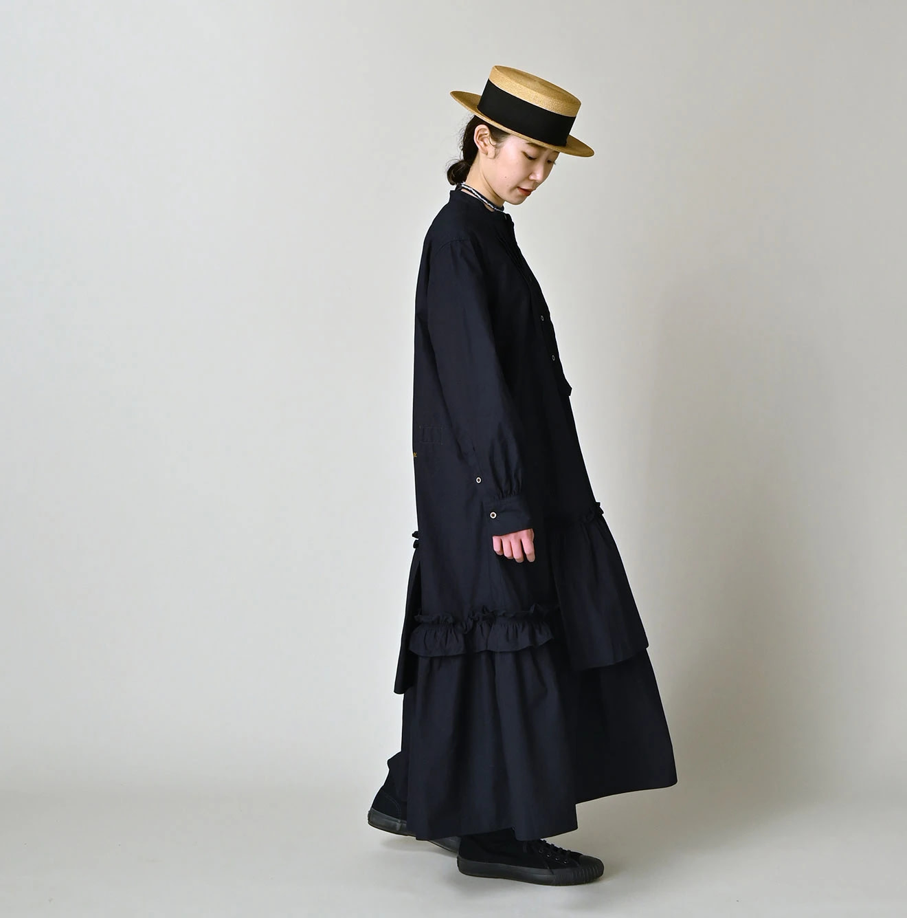 Indigo Batiste Tiered Shirt Dress Female Model
