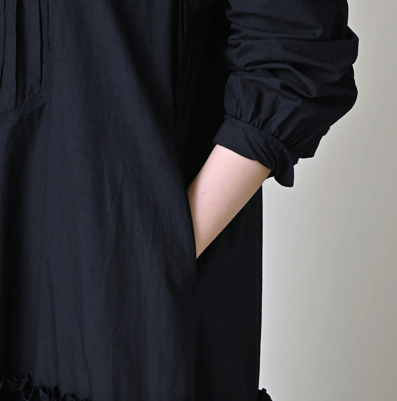 Indigo Batiste Tiered Shirt Dress Detail