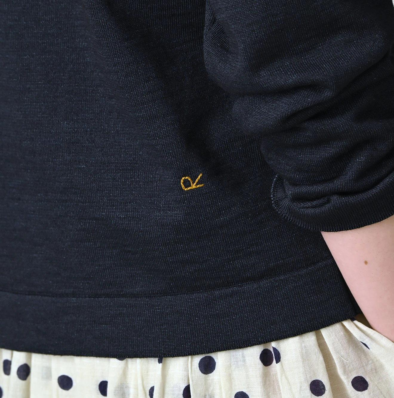 Indigo Supima Knitsew Cardigan Detail