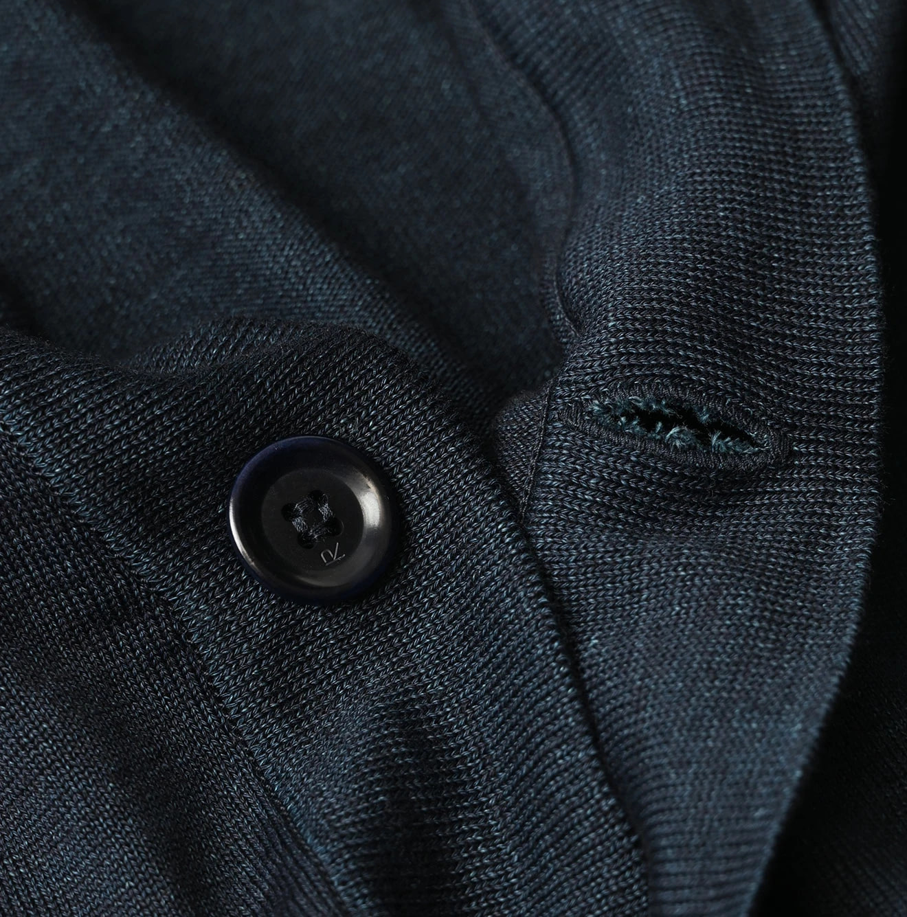 Indigo Supima Knitsew Cardigan Detail