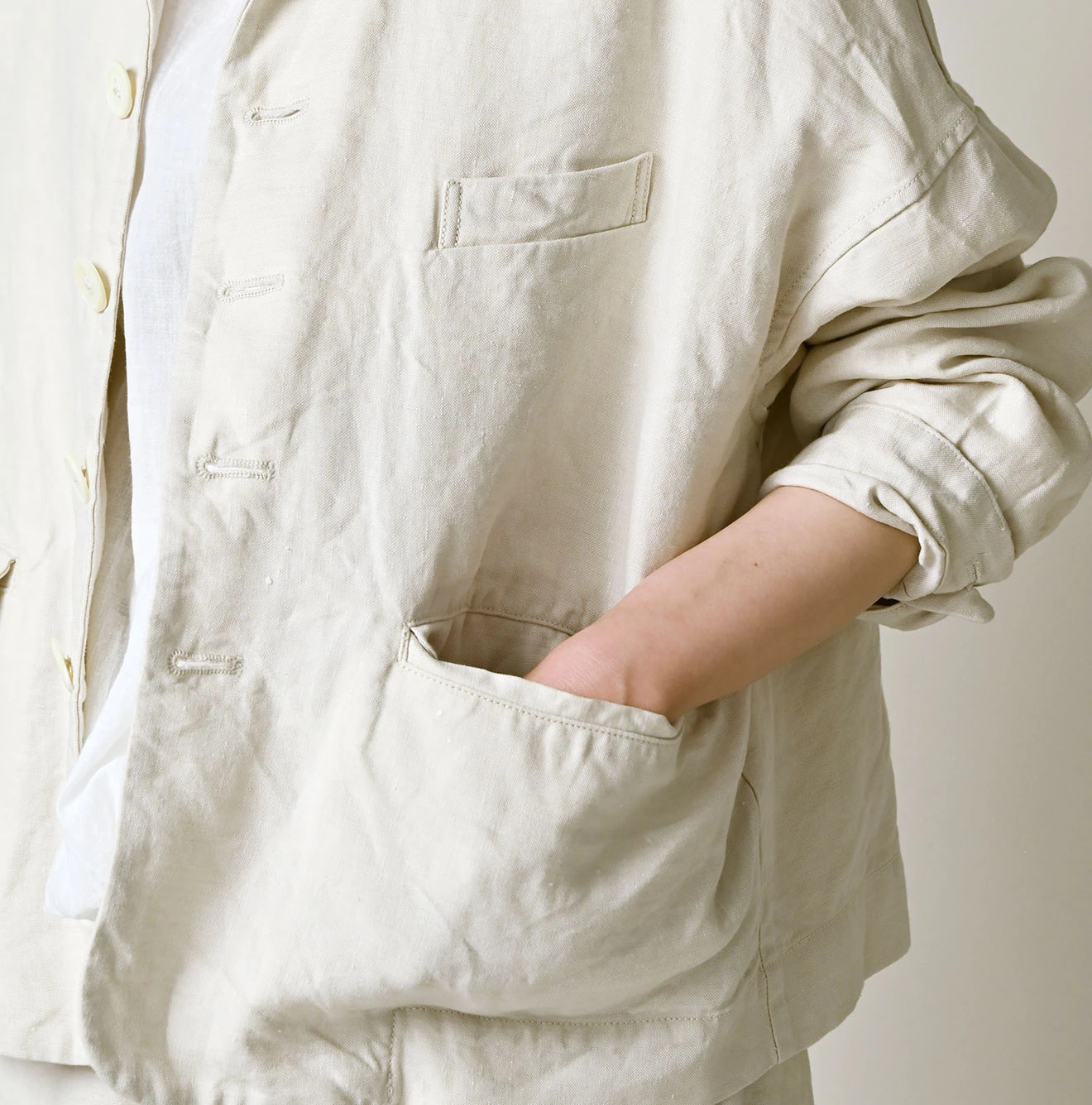 Linen Cloth 908 Uma Jacket Detail