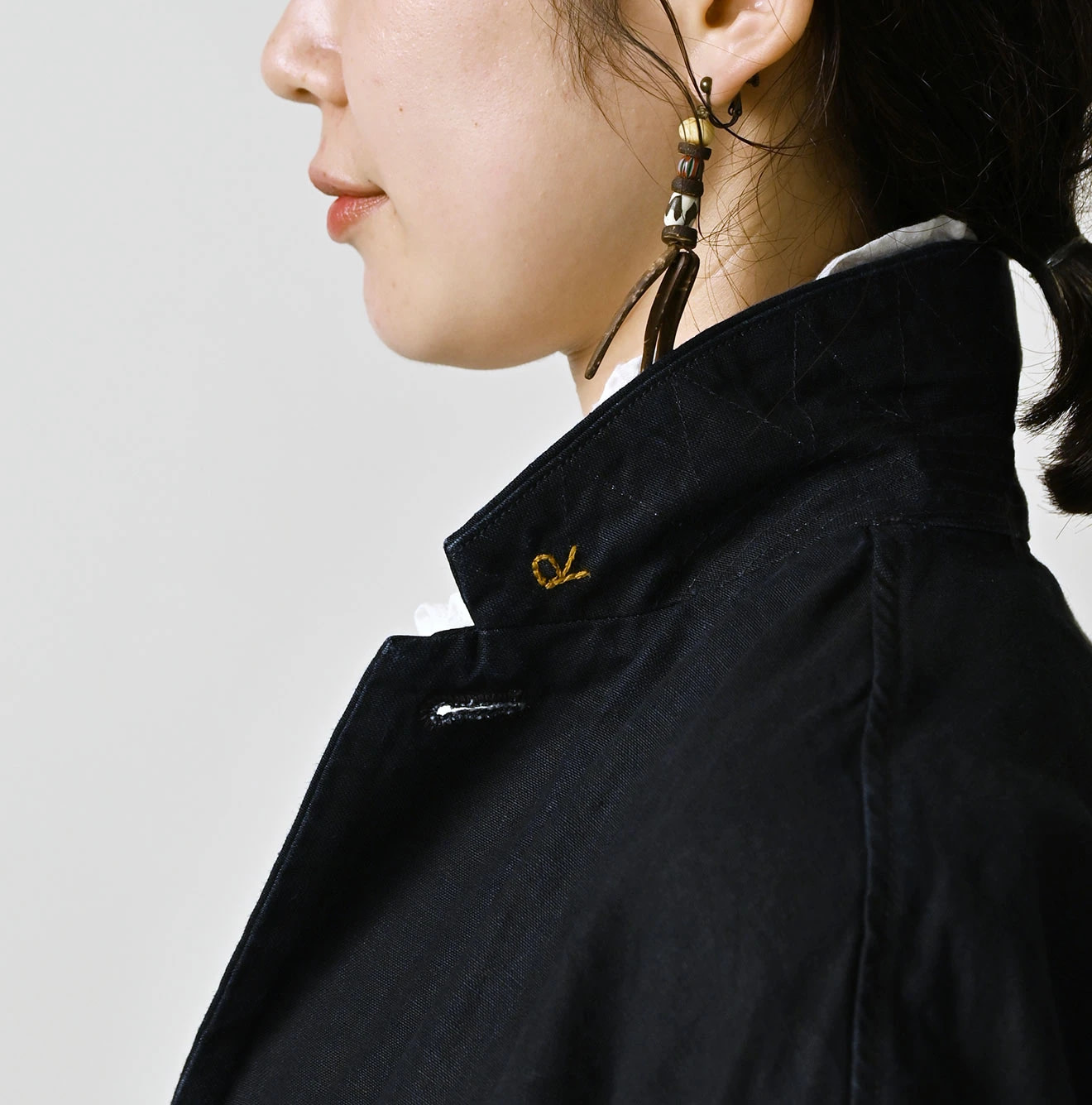 Indigo Linen Cloth 908 Uma Jacket Detail