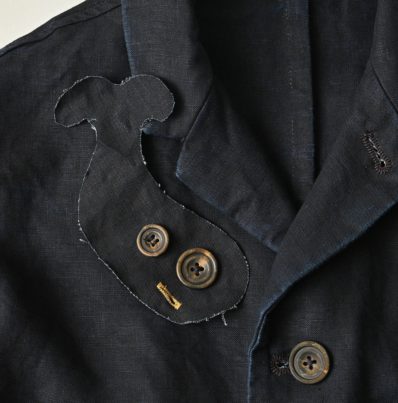 Indigo Linen Cloth 908 Uma Jacket Detail