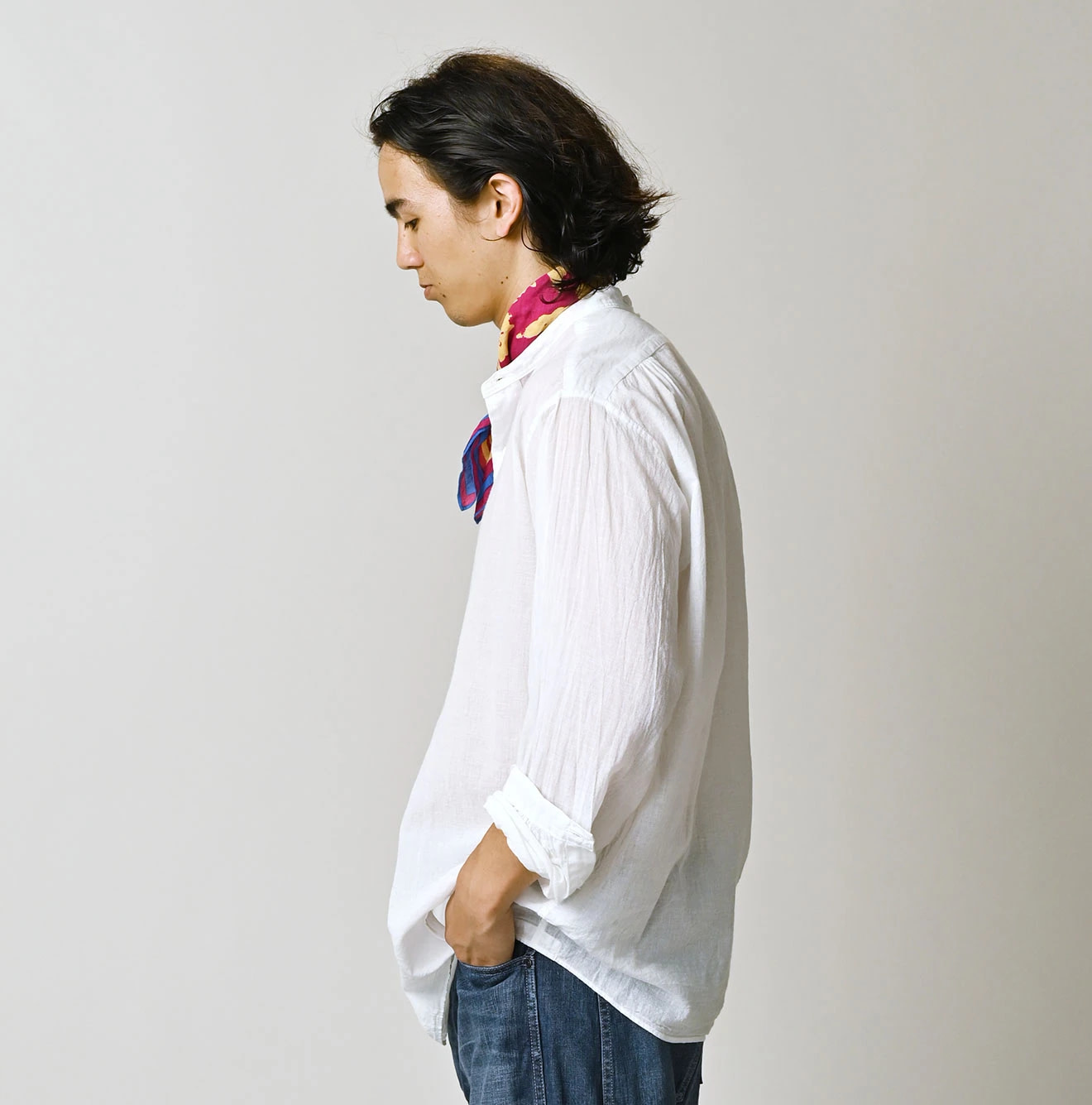 45 Gauze 908 Henley Shirt Male Model