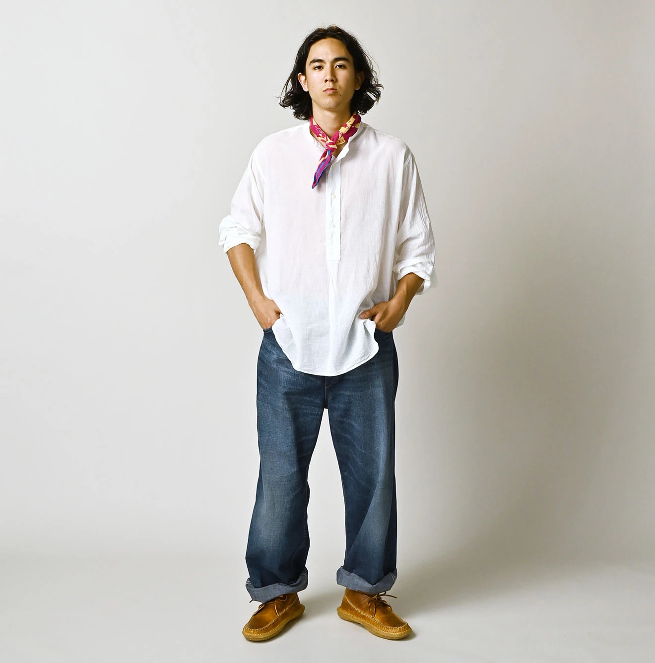 45 Gauze 908 Henley Shirt Male Model