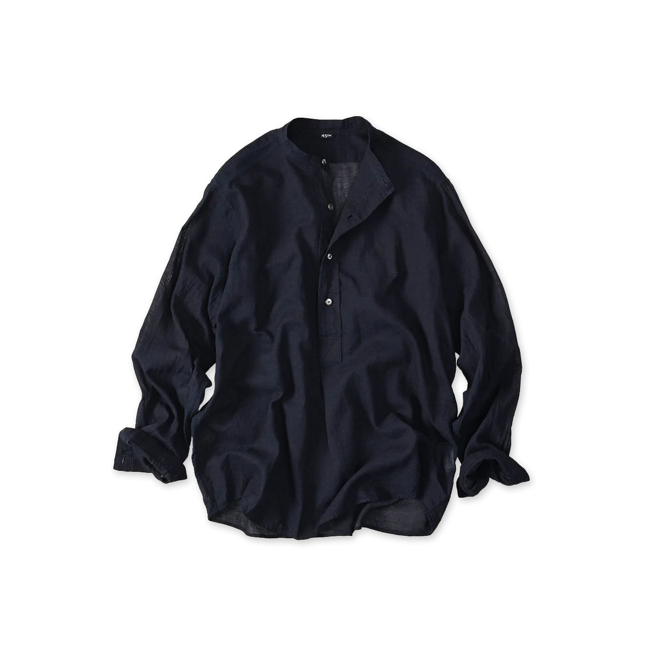 Indigo 45 Gauze 908 Henley Shirt Kageiro Nando