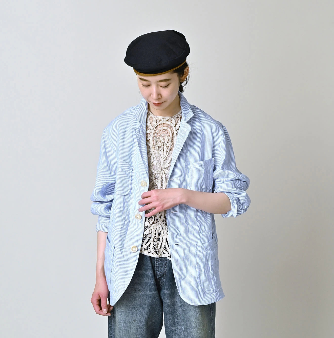 Linen OX 908 4-pocket Shirt Female Model