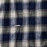 Indigo Fuwafuwa Double Woven Cotton 908 Ocean Pull Shirt Plaid x Plaid