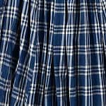Aki Kaze Khadi Cotton Gather Easy Skirt Navy Plaid