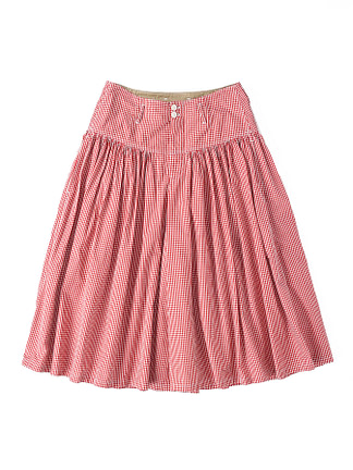 Damp Cotton Culottes Skirt red gingham