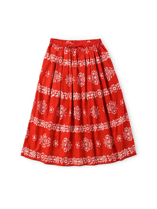 Indian Khadi Cotton Block Print Stripe Flower Skirt