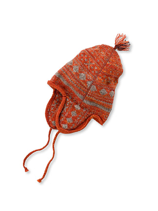 Chitose Jacquard Wool Knit Hat Orange Base