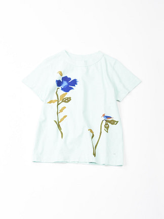 Wild Flower Print T-shirt in saxe
