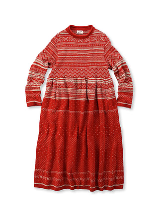 Nordic Cotton Jacquard Dress Red Base