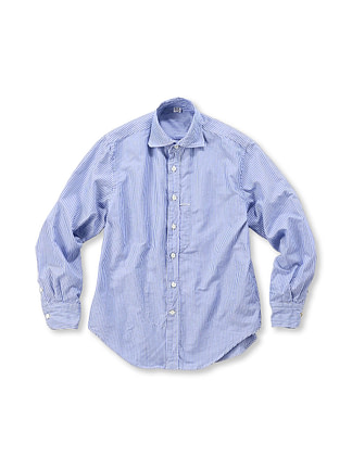 Usu Cotton Oxford 908 Loafer Shirt Saxe Stripe