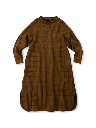 Jersey Wool Flannel Puff Dress Windowpane