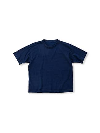 Indigo Tenjiku Cotton 908 Ocean Short Sleeve T-shirt Dark Biaude