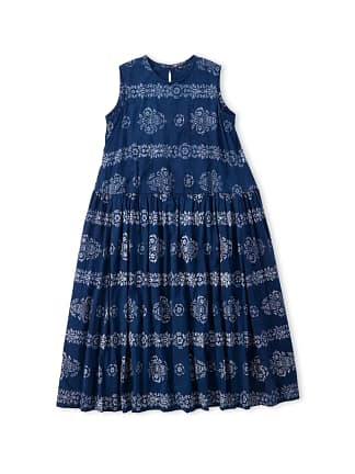 Ai Indian Khadi Cotton Block Print Stripe Flower Dress