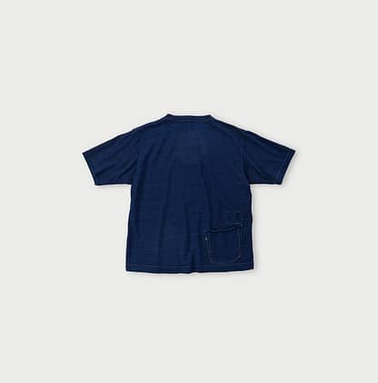 Indigo Tenjiku Cotton 908 Ocean Short Sleeve T-shirt Back