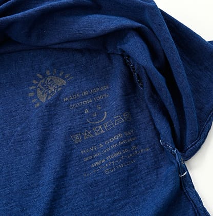 Indigo Zimba Cotton Slit Big T-shirt Detail