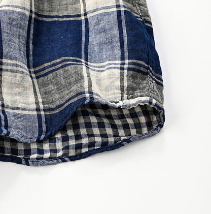 Indigo Fuwafuwa Double Woven Cotton 908 Ocean Pull Shirt Detail