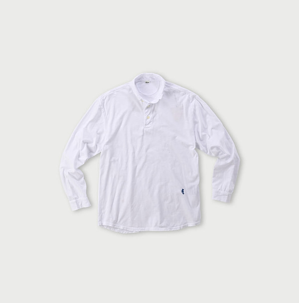 Supima Tenjiku Cotton 908 Loafer Button Down Long Sleeve Polo Shirt White