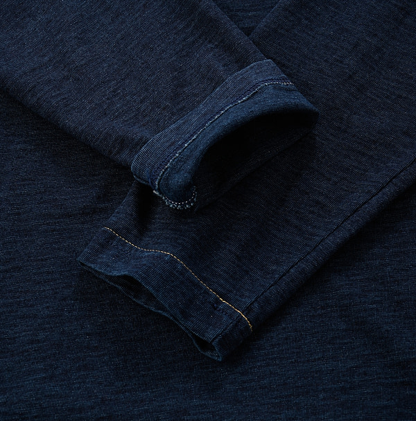 Indigo Dozume Tenjiku Cotton 908 45 Star Long Sleeve T-shirt Detail