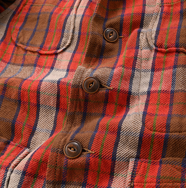 Indian Zakkuri Cotton Flannel 908 Shirt Jacket Detail