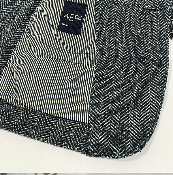 Indigo Cotton Tweed Square Jacket Detail