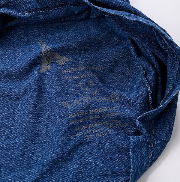 Indigo Tenjiku Cotton 908 Paisley Pocket T-shirt Detail