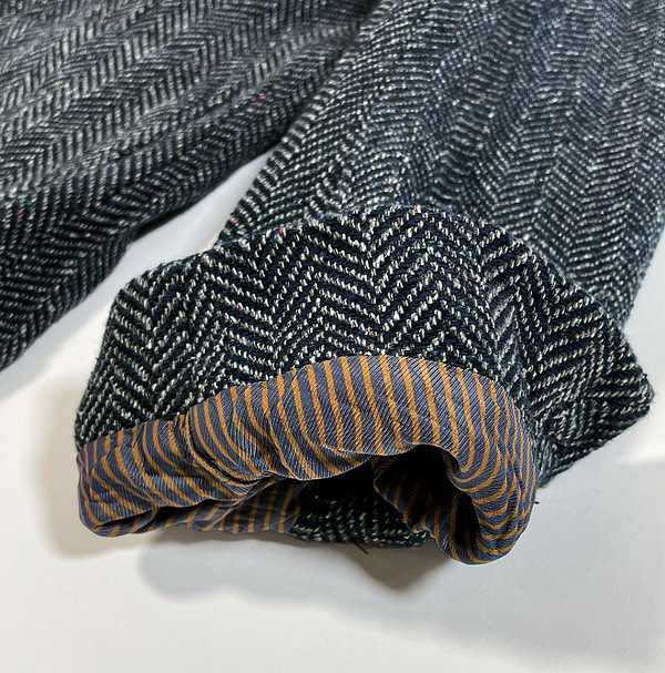 Indigo Cotton Tweed Square Jacket Detail