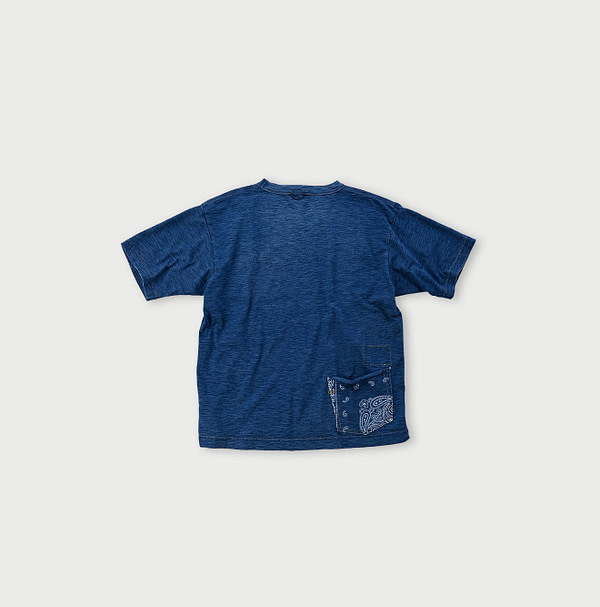 Indigo Tenjiku Cotton 908 Paisley Pocket T-shirt Back